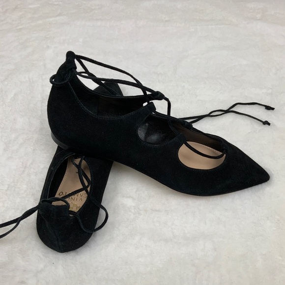 Vince Camuto Black Suede Emmari Pointed Toe Flats - Picture 2 of 7